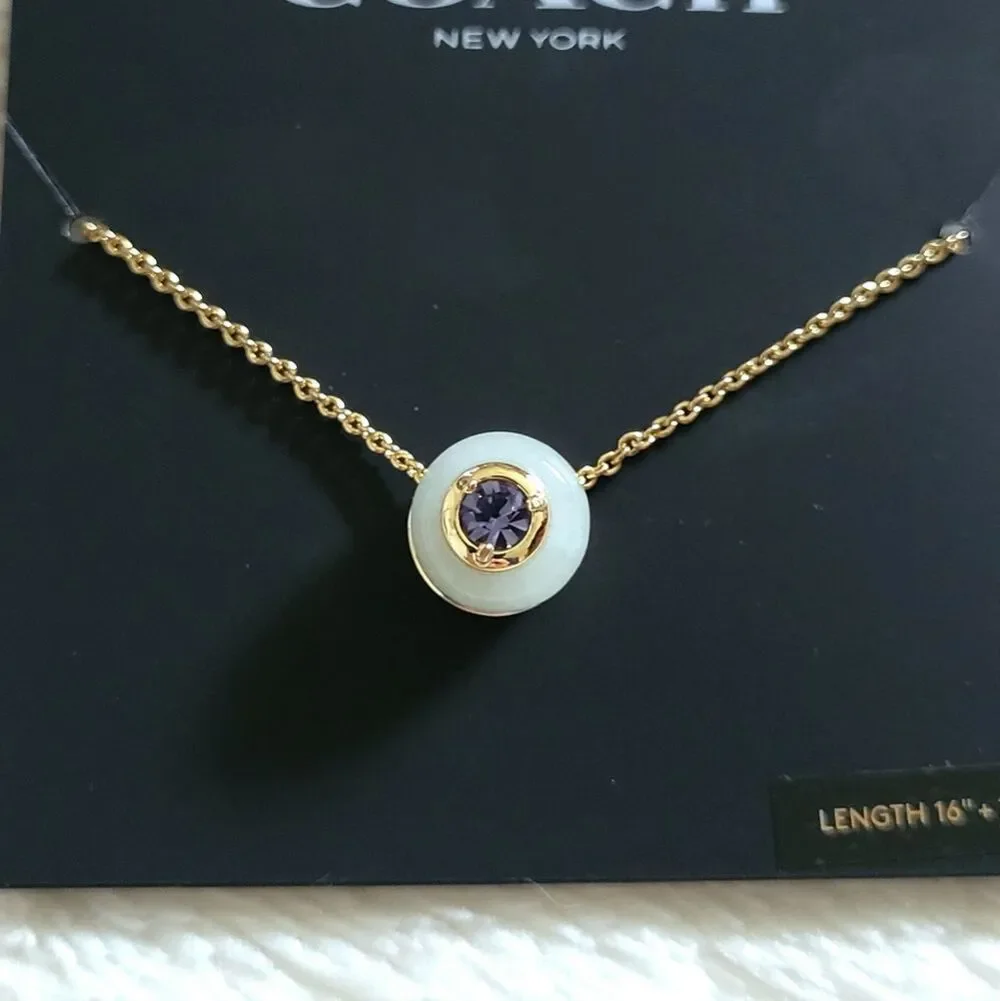 Coach Gold💛 Raised Slider Disc📀 Pendant Necklace